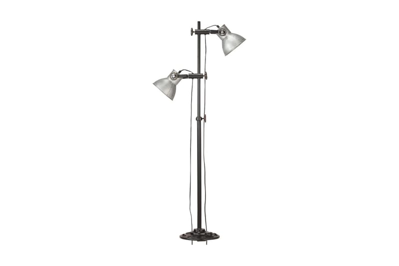 Golvlampa med 2 lampskärmar silver E27 gjutjärn - Silver - Belysning - Inomhusbelysning & lampor - Golvlampor & golvbelysning
