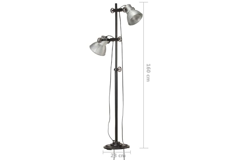 Golvlampa med 2 lampskärmar silver E27 gjutjärn - Silver - Belysning - Inomhusbelysning & lampor - Golvlampor & golvbelysning