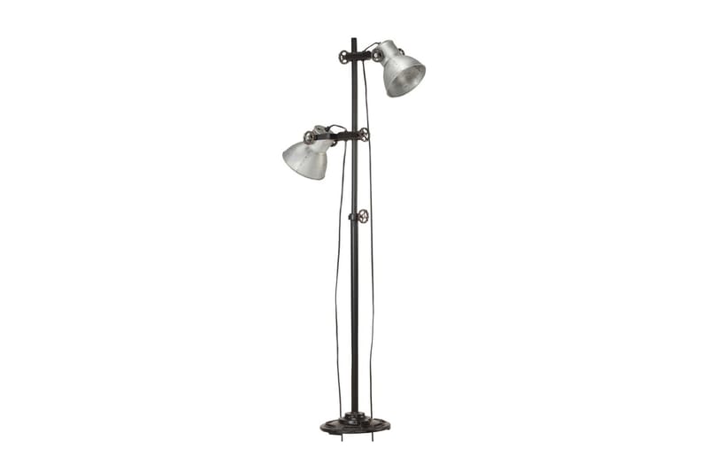 Golvlampa med 2 lampskärmar silver E27 gjutjärn - Silver - Sovrumslampa - Golvlampor & golvbelysning