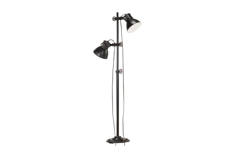 Golvlampa med 2 lampskärmar svart E27 gjutjärn - Svart - Belysning - Inomhusbelysning & lampor - Golvlampor & golvbelysning