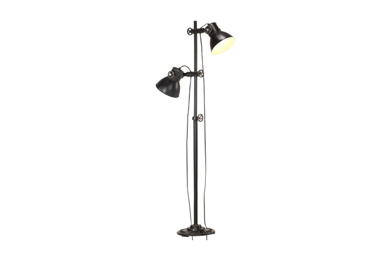 Golvlampa med 2 lampskärmar svart E27 gjutjärn - Svart - Belysning - Inomhusbelysning & lampor - Golvlampor & golvbelysning