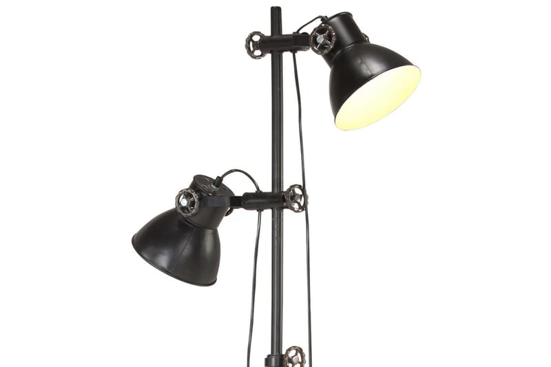 Golvlampa med 2 lampskärmar svart E27 gjutjärn - Svart - Sovrumslampa - Golvlampor & golvbelysning