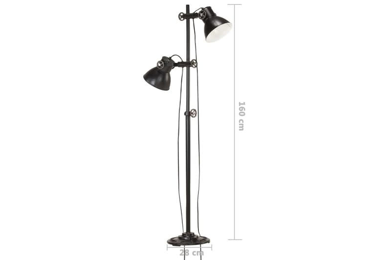 Golvlampa med 2 lampskärmar svart E27 gjutjärn - Svart - Belysning - Inomhusbelysning & lampor - Golvlampor & golvbelysning