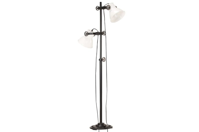 Golvlampa med 2 lampskärmar vit E27 gjutjärn - Vit - Belysning - Inomhusbelysning & lampor - Golvlampor & golvbelysning