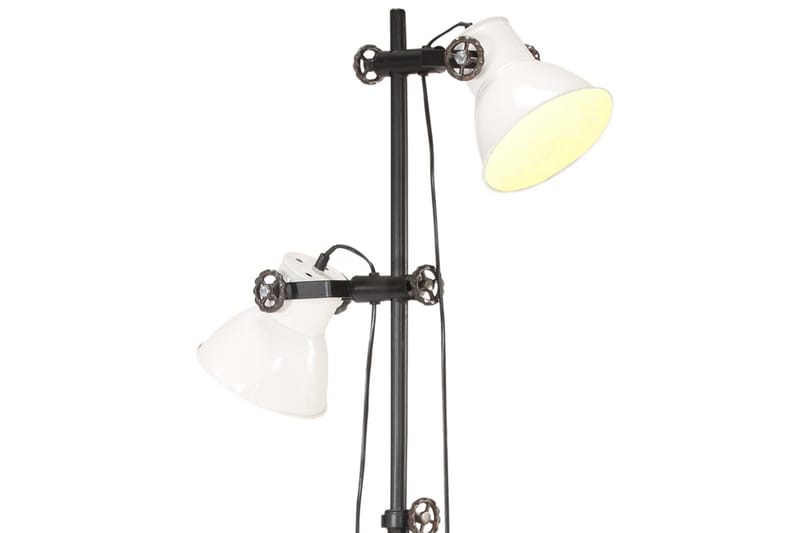 Golvlampa med 2 lampskärmar vit E27 gjutjärn - Vit - Sovrumslampa - Golvlampor & golvbelysning