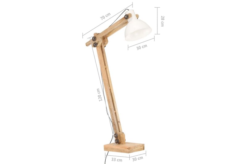 Golvlampa vit massivt mangoträ E27 - Vit - Belysning - Inomhusbelysning & lampor - Golvlampor & golvbelysning
