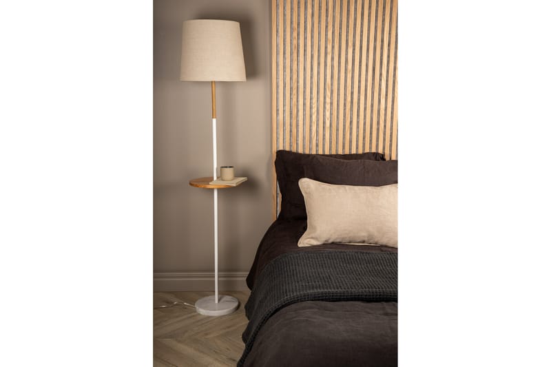 HATTMAN Golvlampa Linne/Marmor/Beige/Brun/Vit - Sovrumslampa - Golvlampor & golvbelysning