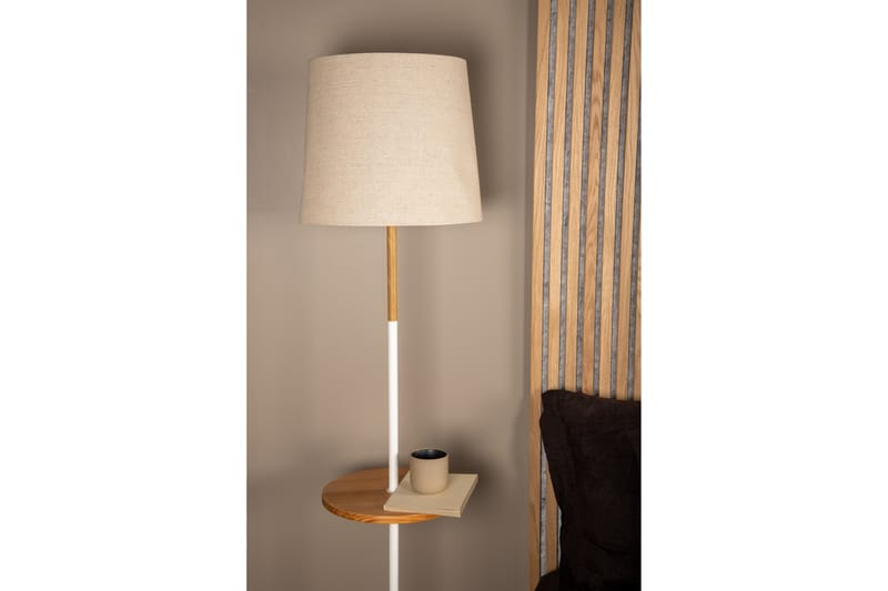 HATTMAN Golvlampa Linne/Marmor/Beige/Brun/Vit - Sovrumslampa - Golvlampor & golvbelysning