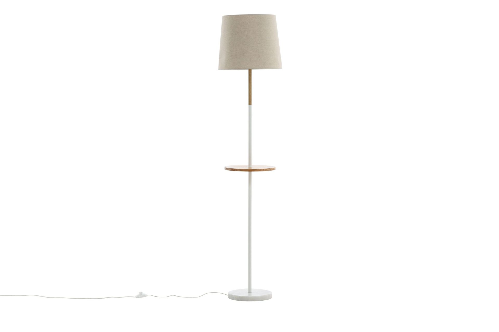 Hattman Golvlampa - Linne/Marmor/Beige/Brun/Vit