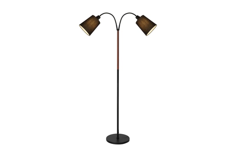 LJUSDAL golvlampa 2-arm, svart/valnöt - Aneta Lighting - Sovrumslampa - Golvlampor & golvbelysning