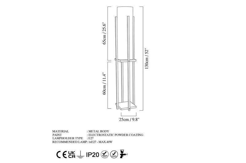 Golvlampa Ratmo Sudampa (Hyllhöjd: 60 cm) Svart Beige - Svart Beige - Belysning - Inomhusbelysning & lampor - Golvlampor & golvbelysning