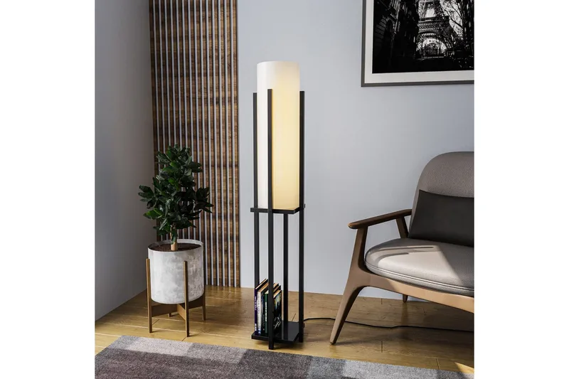 Golvlampa Ratmo Sudampa (Hyllhöjd: 60 cm) Svart Beige - Svart Beige - Belysning - Inomhusbelysning & lampor - Golvlampor & golvbelysning