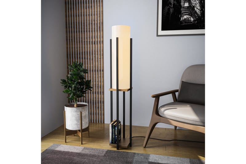 Golvlampa Ratmo Sudampa (Hyllhöjd: 60 cm) Svart / Ranybeige - Svart / Ranybeige - Belysning - Inomhusbelysning & lampor - Golvlampor & golvbelysning