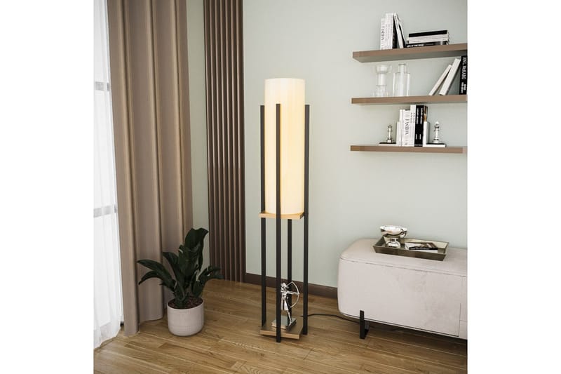 Golvlampa Ratmo Sudampa (Hyllhöjd: 60 cm) Svart / Ranybeige - Svart / Ranybeige - Belysning - Inomhusbelysning & lampor - Golvlampor & golvbelysning