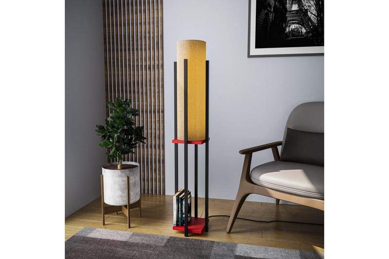 Golvlampa Ratmo Sudampa (Hyllhöjd: 60 cm) Svart / Röd Beige - Svart / Röd Beige - Belysning - Inomhusbelysning & lampor - Golvlampor & golvbelysning