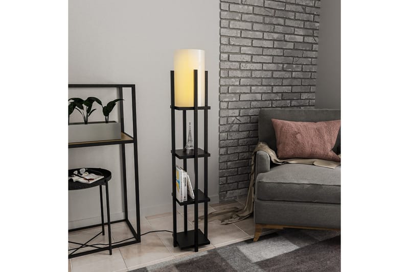 Golvlampa Ratmo Sudampa Lumi (Hyllhöjd: 29 cm) Svart Beige - Svart Beige - Belysning - Inomhusbelysning & lampor - Golvlampor & golvbelysning