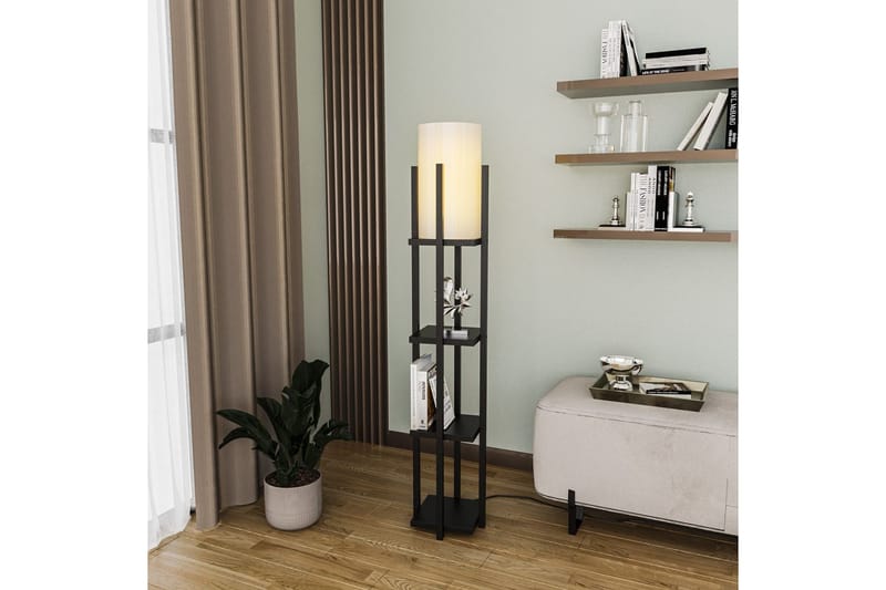 Golvlampa Ratmo Sudampa Lumi (Hyllhöjd: 29 cm) Svart Beige - Svart Beige - Belysning - Inomhusbelysning & lampor - Golvlampor & golvbelysning