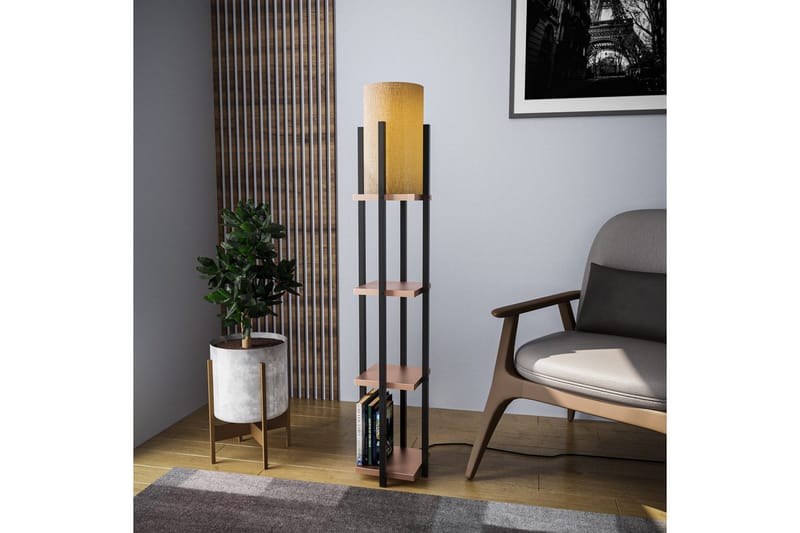 Golvlampa Ratmo Sudampa Lumi (Hyllhöjd: 29 cm) Svart / Kopparträ - Svart / Kopparträ - Belysning - Inomhusbelysning & lampor - Golvlampor & golvbelysning