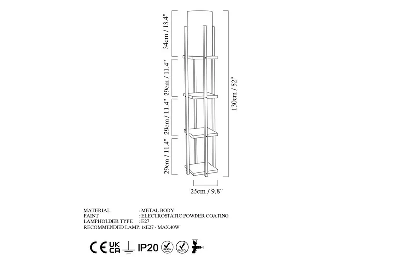 Golvlampa Ratmo Sudampa Lumi (Hyllhöjd: 29 cm) Svart / Rany - Svart / Rany - Belysning - Inomhusbelysning & lampor - Golvlampor & golvbelysning