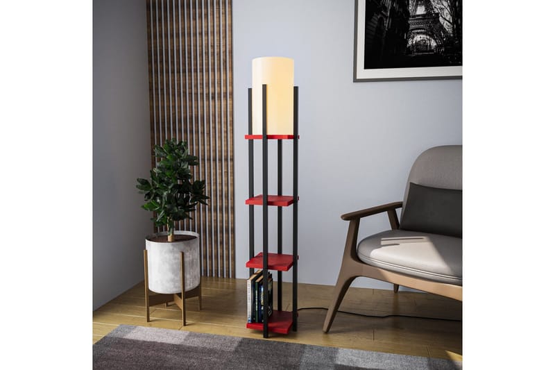 Golvlampa Ratmo Sudampa Lumi (Hyllhöjd: 29 cm) Svart / Röd Beige - Svart / Röd Beige - Belysning - Inomhusbelysning & lampor - Golvlampor & golvbelysning