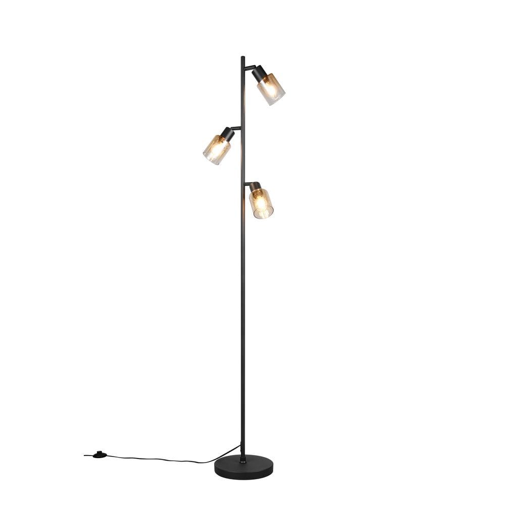 Golvlampa TRIO Cadiz - Mattsvart/Bärnsten