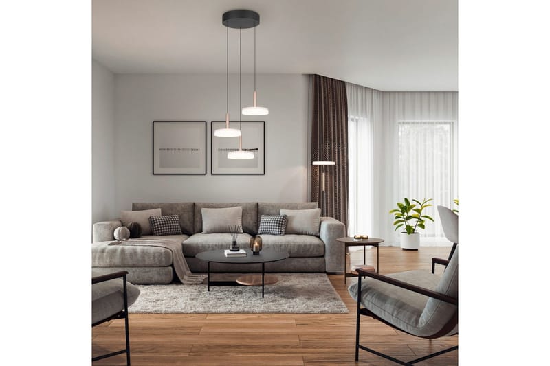 Golvlampa TRIO Celeste Mattsvart/vit/kaffebrun - Mattsvart/vit/kaffebrun - Belysning - Inomhusbelysning & lampor - Golvlampor & golvbelysning