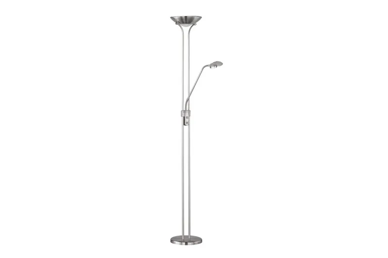 Golvlampa TRIO Spock Borstad stål, Borstad stål