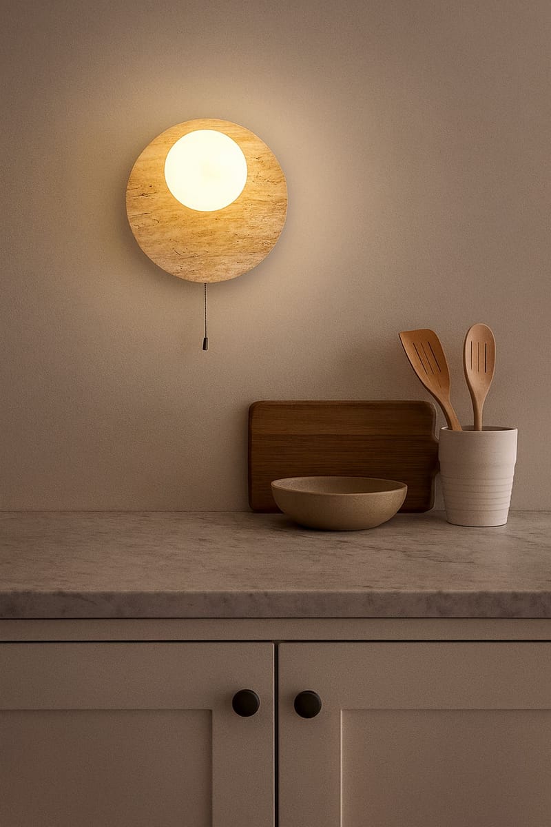 Kummer Vägglampa 10 cm Rund - Beige Och Vit - Belysning - Inomhusbelysning & lampor - Vägglampor & väggbelysning