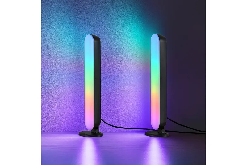 Game LED Bordslampa 2-pack svart RGB - Svart - Belysning - Inomhusbelysning & lampor - Sänglampa - Sängbordslampa