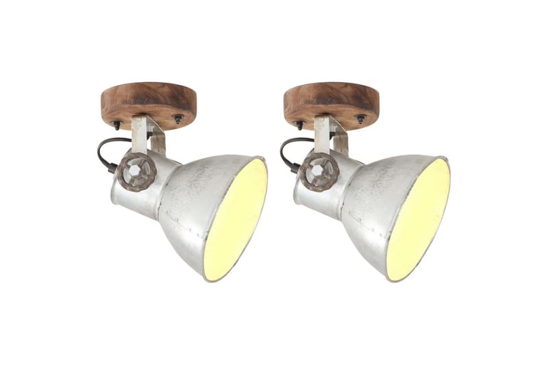 Industriell vägglampa/taklampa 2 st silver 20x25 cm E27 - Silver - Belysning - Inomhusbelysning & lampor - Sänglampa - Sänglampa vägg
