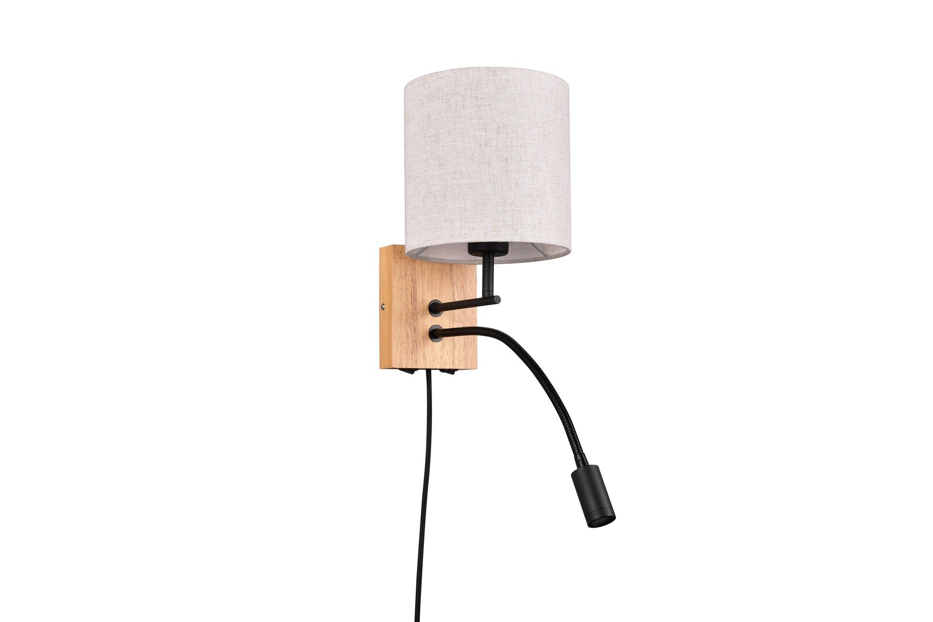 Nilam Vägglampa med läslampa 18 cm LED + E27 trä - Trä/Beige