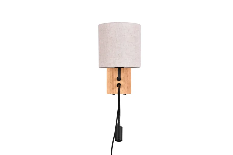 Nilam Vägglampa med läslampa 18 cm LED + E27 trä - Trä/Beige - Belysning - Inomhusbelysning & lampor - Sänglampa - Sänglampa vägg