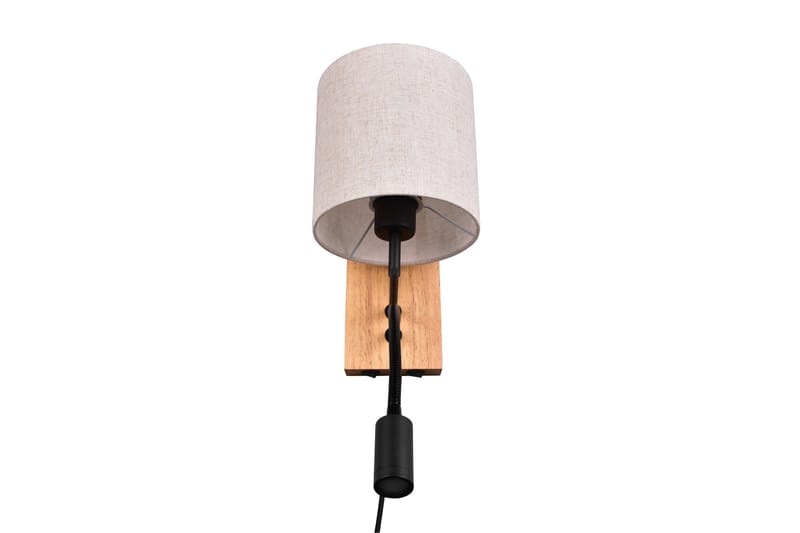 Nilam Vägglampa med läslampa 18 cm LED + E27 trä - Trä/Beige - Belysning - Inomhusbelysning & lampor - Sänglampa - Sänglampa vägg