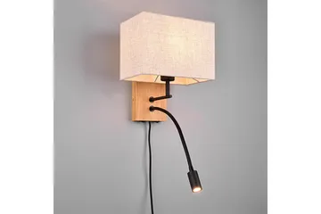 Nilam Vägglampa med läslampa 25 cm LED + E27 trä - Trä/Beige - Belysning - Inomhusbelysning & lampor - Sänglampa - Sänglampa vägg