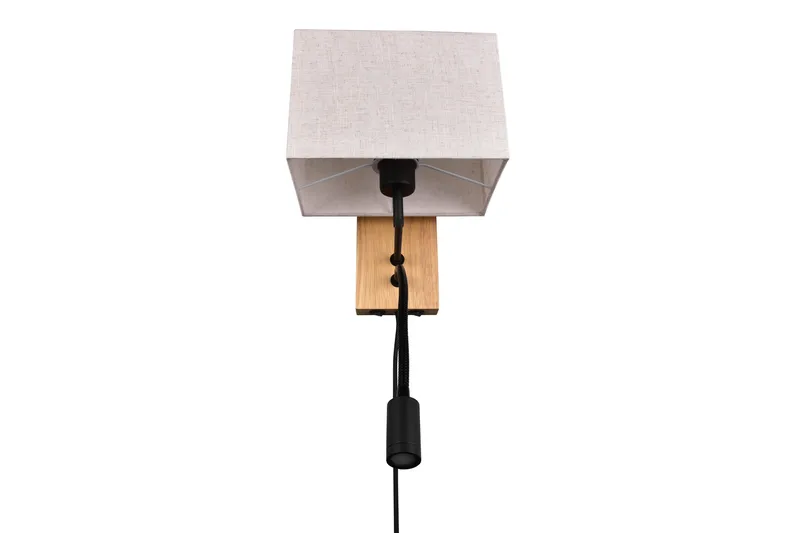 Nilam Vägglampa med läslampa 25 cm LED + E27 trä - Trä/Beige - Belysning - Inomhusbelysning & lampor - Sänglampa - Sänglampa vägg