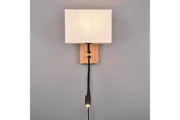 Nilam Vägglampa med läslampa 25 cm LED + E27 trä - Trä/Beige - Belysning - Inomhusbelysning & lampor - Sänglampa - Sänglampa vägg