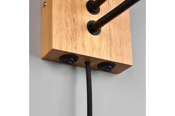 Nilam Vägglampa med läslampa 25 cm LED + E27 trä - Trä/Beige - Belysning - Inomhusbelysning & lampor - Sänglampa - Sänglampa vägg