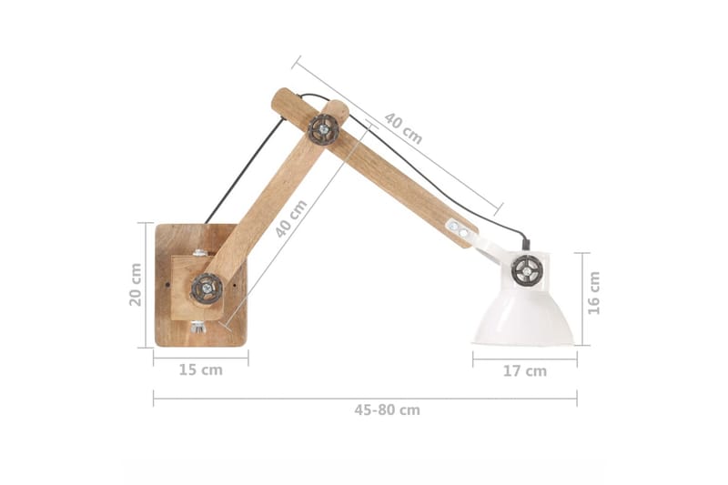Vägglampa industriell stil vit rund E27 - Vit - Belysning - Inomhusbelysning & lampor - Sänglampa - Sänglampa vägg