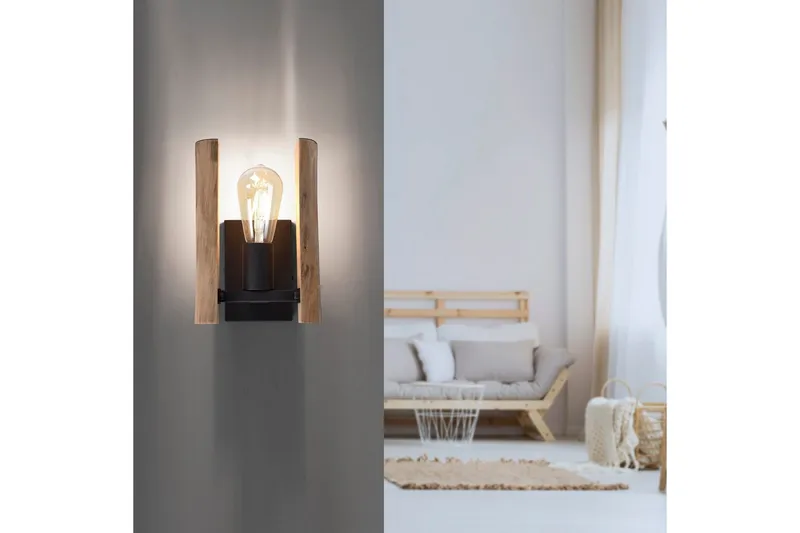Vägglampa Log - 15x25x17 cm - Belysning - Inomhusbelysning & lampor - Sänglampa - Sänglampa vägg