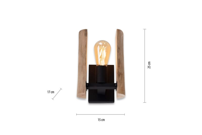 Vägglampa Log - 15x25x17 cm - Belysning - Inomhusbelysning & lampor - Sänglampa - Sänglampa vägg