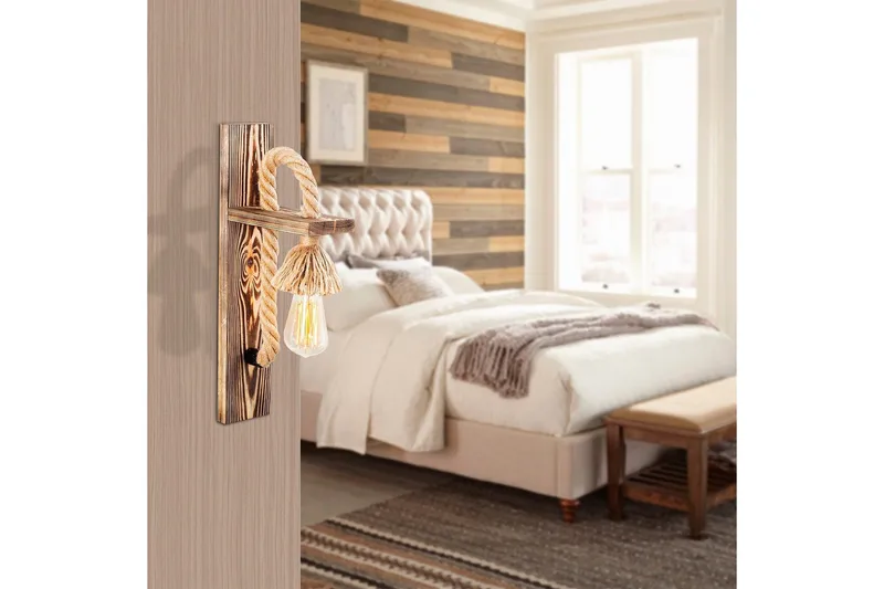 Vägglampa Nirao Trä - Brun - Belysning - Inomhusbelysning & lampor - Sänglampa - Sänglampa vägg