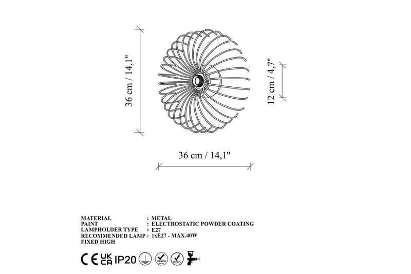 Vägglampa Sadortel Rany - 36 x 12 x 36 cm - Belysning - Inomhusbelysning & lampor - Sänglampa - Sänglampa vägg