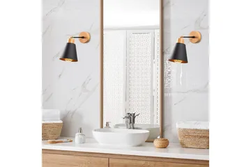 Vägglampa Sudalwani Svart / Ek - Svart / Ek - Belysning - Inomhusbelysning & lampor - Sänglampa - Sänglampa vägg