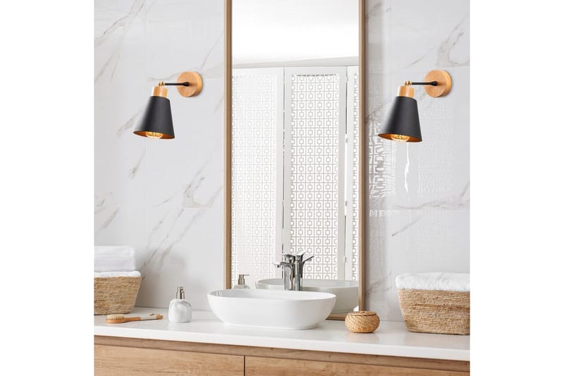 Vägglampa Sudalwani Svart / Ek - Svart / Ek - Belysning - Inomhusbelysning & lampor - Sänglampa - Sänglampa vägg