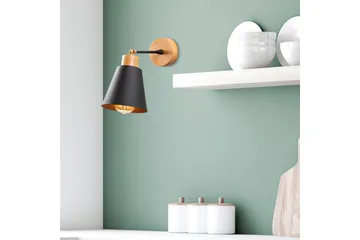 Vägglampa Sudalwani Svart / Ek - Svart / Ek - Belysning - Inomhusbelysning & lampor - Sänglampa - Sänglampa vägg