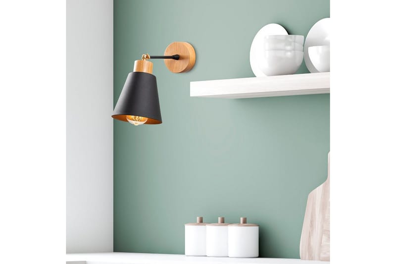 Vägglampa Sudalwani Svart / Ek - Svart / Ek - Belysning - Inomhusbelysning & lampor - Sänglampa - Sänglampa vägg
