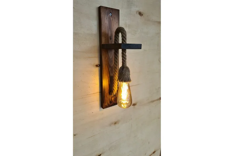 Vägglampa Teyra Valnöt - Rödfärgat trä - Belysning - Inomhusbelysning & lampor - Sänglampa - Sänglampa vägg