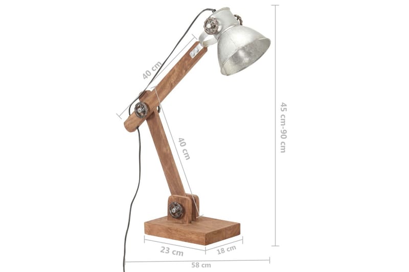 Skrivbordslampa industriell silver rund 58x18x90 cm E27 - Silver - Belysning - Inomhusbelysning & lampor - Skrivbordslampa
