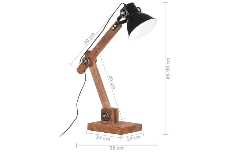Skrivbordslampa industriell svart rund 58x18x90 cm E27 - Svart - Belysning - Inomhusbelysning & lampor - Skrivbordslampa