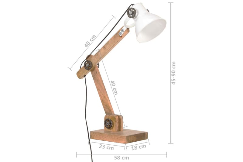 Skrivbordslampa industriell vit rund 58x18x90 cm E27 - Vit - Belysning - Inomhusbelysning & lampor - Skrivbordslampa